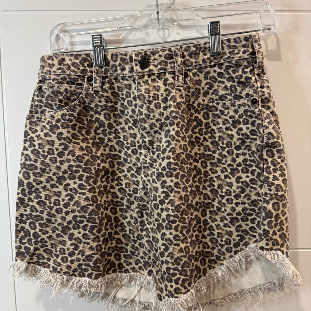 We The‎ Free Bailey Leopard Print Jean Skirt size 26